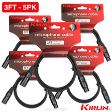 5-PACK Kirlin 3ft XLR Male to XLR Female 20AWG Microphone Cable - 3 Foot Black
