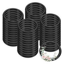 48 Pcs Dream Catcher Rings, 1.5 Inch Floral Macrame Plastic O Rings, Black