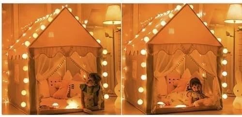 Kinderzelt Schloss Mädchen Rosa 130x100x115 cm LED Spielhaus Indoor Outdoor - Bild 2 von 4