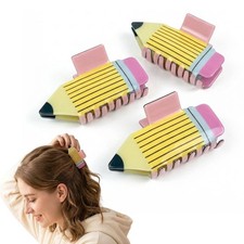 3 Pcs Pencil Hair Claw Clips, Teacher Gifts Funny Back To School Hair Clips