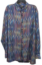 Bassiri shirt men size xxl limited collection abstract button up long sleeve 