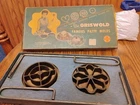 USED-Vintage-Griswold Famous Patty Molds Set-Original Box-Recipe-Shallow Patten