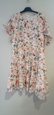 PRETTY CREAM PINK SHORT SLEEVE LONG TUNIC TOP OR VERY SHORT DRESS PLUS 22 24