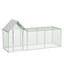 Large Metal Chicken Coop Walk-in Poultry Cage Hen House Dome Roof w/ Cover 9.8ft