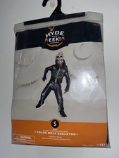 NEW Hyde and Eek Color Melt Skeleton Costume /Glows In Blacklight Size S 6-7 