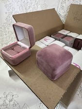 Pink Velvet Ring Display Boxes Lot of 48 Enclosed Storage Area for Single Ring