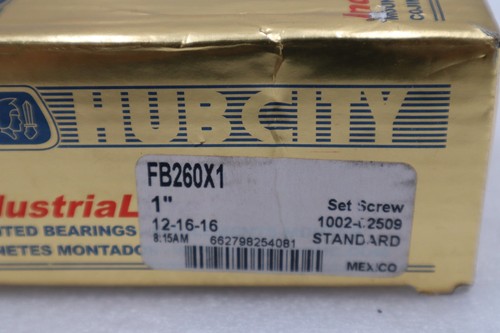 HUB-CITY FB260X1 Flange Mount Bearing Unit 1" ID STOCK H902A - Picture 2 of 2