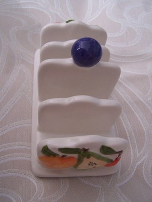 Rayware Keramik Toastständer handbemalt Obst Design 4 Scheiben Vintage Stil