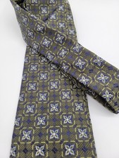 John W Nordstrom Silk Green Blue Mens Neck Tie Micro Crest Made in USA | M016