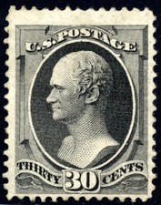 US 154 30c National Bank Note 1870 Alexander Hamilton PSAG cert F-VF unused OG H