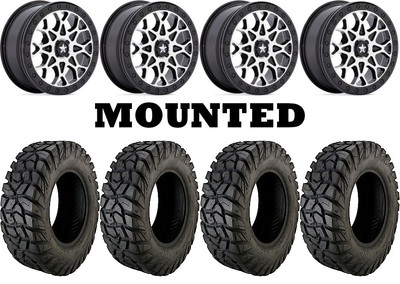 Kit 4 Moose Rigid Tires 28x10-15 on MSA M48 Portal Beadlock Machined Wheels H700
