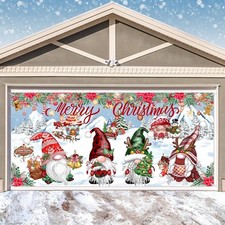 Christmas Gnomes Garage Door Banner Decoration Large 6 13ft, White Gnome