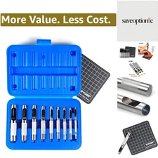 9 Pieces Hollow Punch Set 1/8"-1/2" with A Free Cutting MAT, Leather Hole Pun...