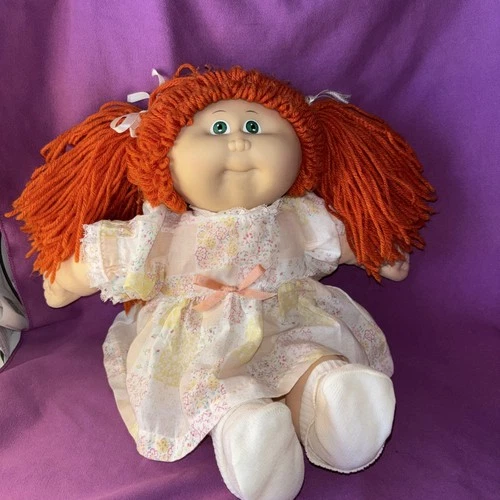 Vintage Cabbage Patch Doll Red Hair Green Eyes In Dress Xavier Roberts 1982 1985