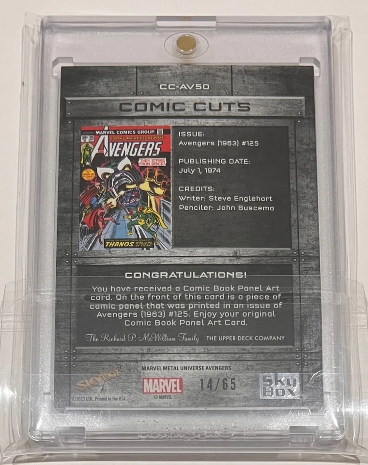 MARVEL COMIC CUT - 2023 - METAL UNIVERSE AVENGERS - CC-AV50 - 14/65 - AV #125 - Image 4 of 4