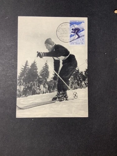 France 1962 FDC 1st day Maxi Card World Skiing Championship #1