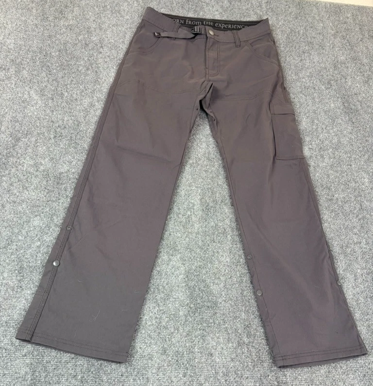 PrAna Zion Pant Stretch Mens Adjustable Belted Hiking Gray Outdoor Size 30X30