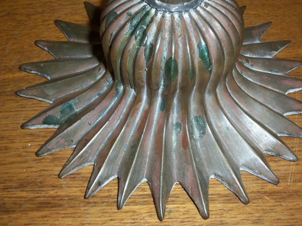 Antique Art Nouveau Copper or Brass Star Base Candle Holder - Image 2 of 4