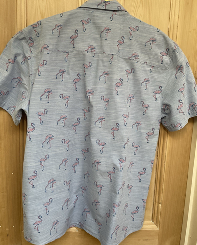 Easy Men's shirt s/s XL blue with bird design (12/10) - Picture 3 of 5