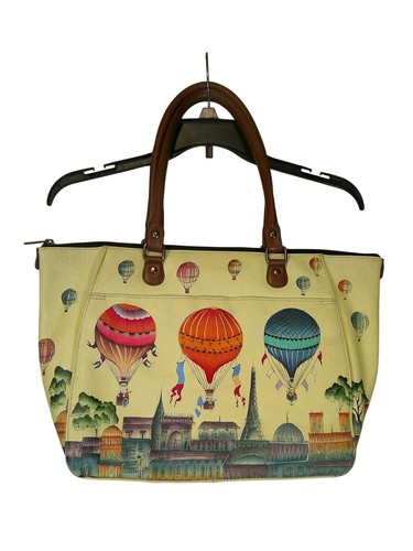 Handbemalte Anna Anuschka Leder Hobo Handtasche Tasche mit Heißluftballon Design - Bild 1 von 4