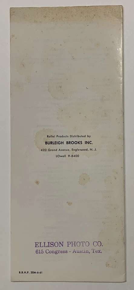 BROCHURE: 1961 ROLLEI - Price List - Rolleiflex Camera - Image 2 of 4