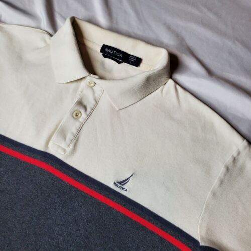 Nautica Shirt Collared Cotton Soft Mens L 23x26 Pilling Gray Stripe READ - Picture 2 of 17