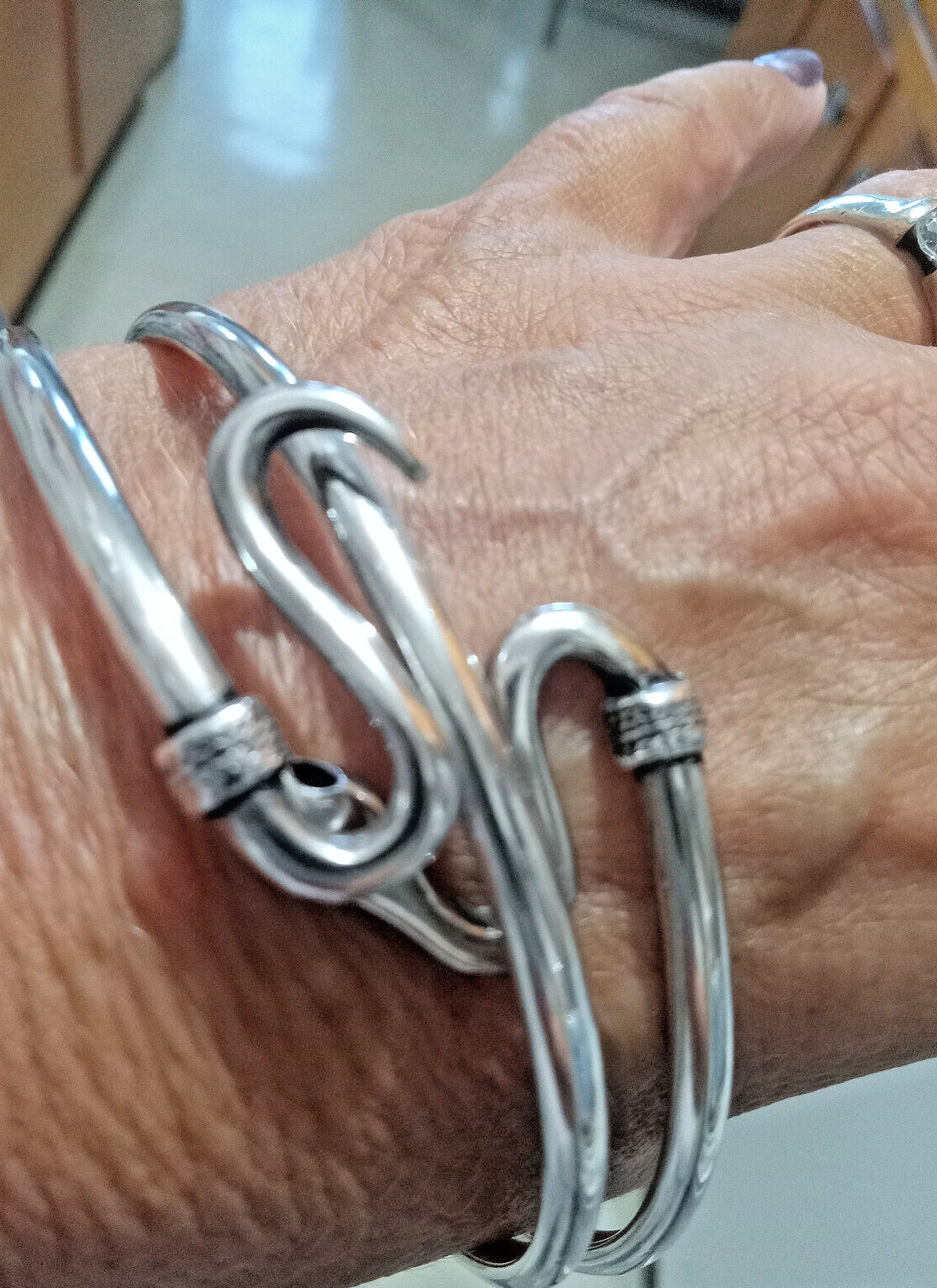 SOLID SILVER ARM BRACELET FROM GREECE - image 4