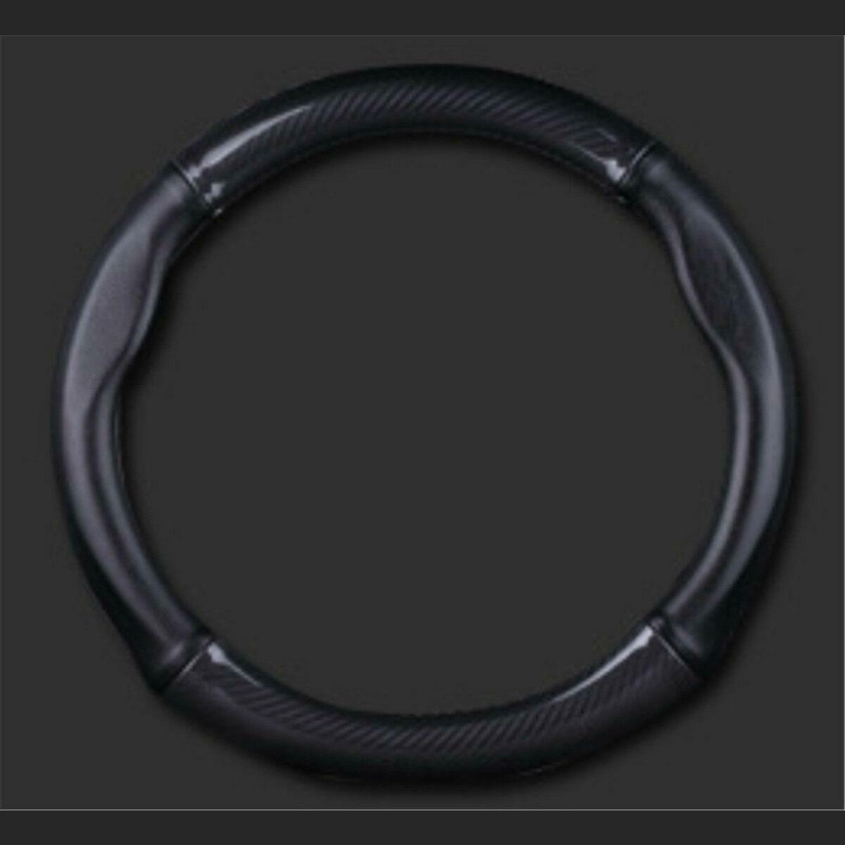 Black Carbon Fiber Stitching Leather Style Car Steering Wheel Cover 38cm/15 inch