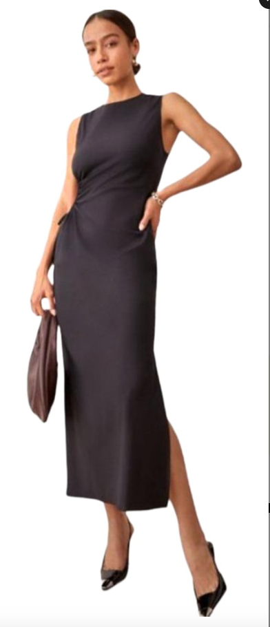 REFORMATION DORIA BLACK CUTOUT ORGANIC COTTON MIDI DRESS sz 12 | eBay