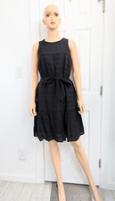 Ann Taylor Loft Black Sleeveless Dress Linen Blend Size S Ruffle Party Cocktail