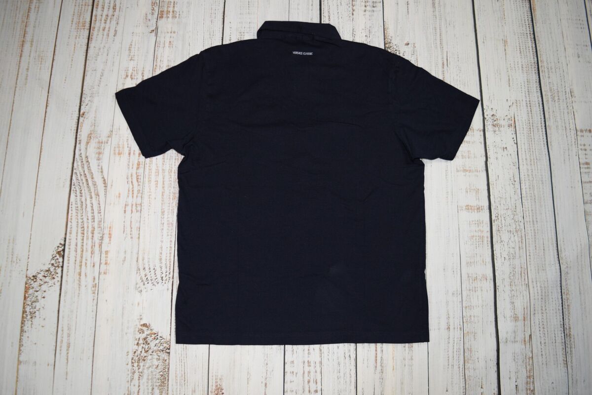 VINTAGE VERSACE CLASSIC 1/4 ZIP SHORT SLEEVE POLO NAVY BLUE VINTAGE VERSACE CLASSIC 1/4 ZIP SHORT SLEEVE POLO NAVY BLUE