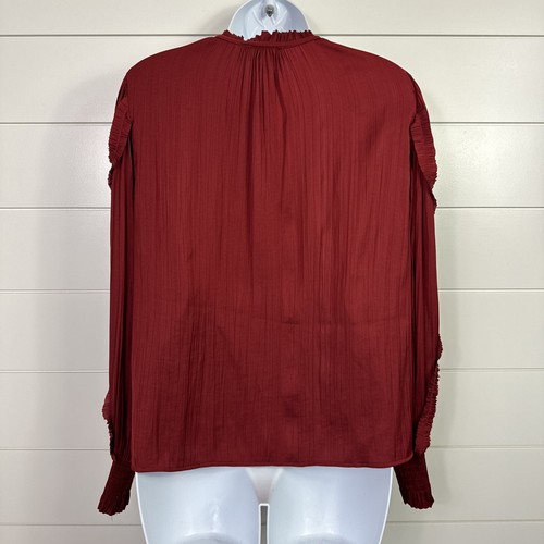 Women's Evereve Dark Red Long Sleeve V-Neck Blouse Shirt sz S - Picture 5 of 7
