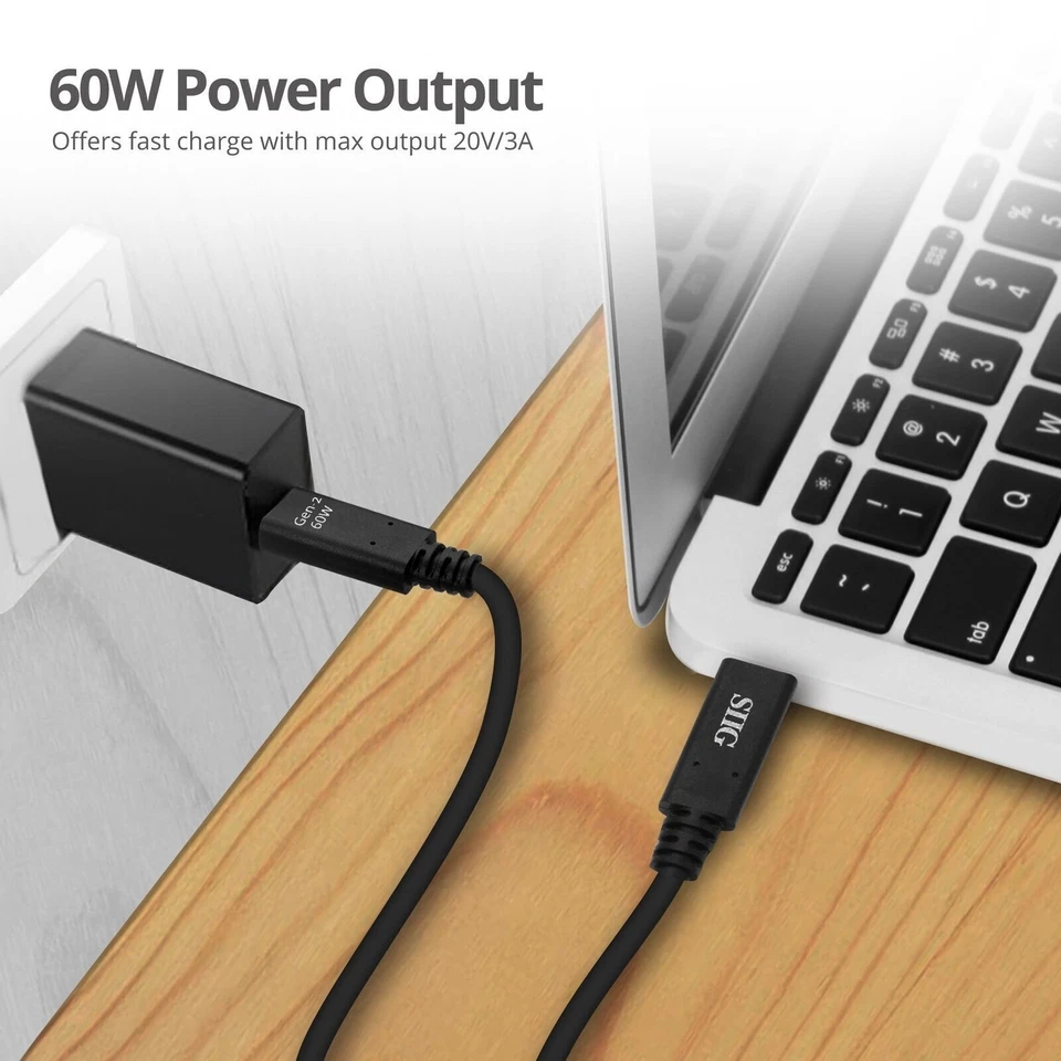 SIIG CB-TC0E11-S1 USB 3.1 Type-C Gen 2 Cable 60W 1M 10Gbps Brown Box - Image 3 of 4