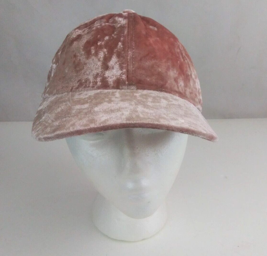 Women's Solid Pink Velvet Adjustable Baseball Cap - image 1
