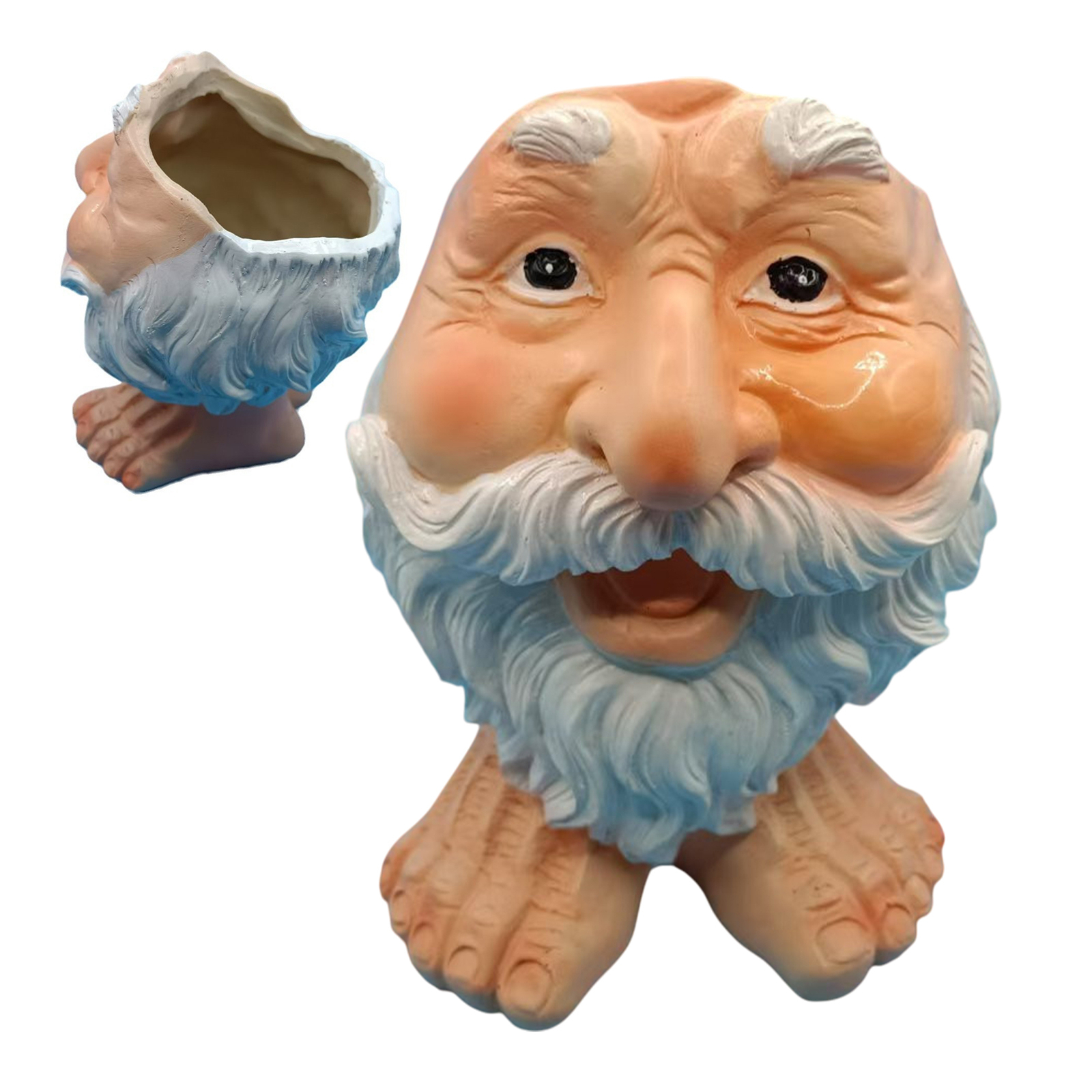 Gnome Succulent Flower Pot Mini Resin Bearded Gnome Planter Pot 13cm Desk Decor