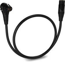 LyxPro 1.5 Feet Microphone XLR Angled Female Cable, 3 Pin Mic Cable - Black
