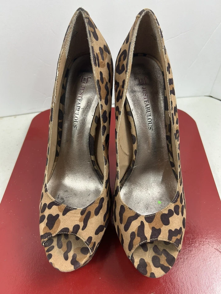 Bombas de plataforma Just Fabulous talla 8,5 con estampado de leopardo sin cordones punta abierta MobWife Foto 4 de 4