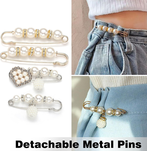 Charms for Socks Shoes,60Pcs Bling Brooches and Safety Pins for Women,Pearl Char - Bild 4 von 12