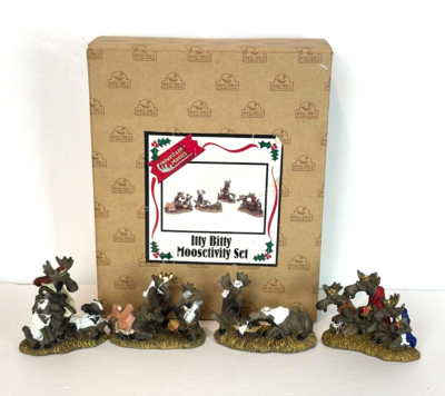 Big Sky Carvers Mountain Mooses Itty Bitty Moosetivity 4 pc Set