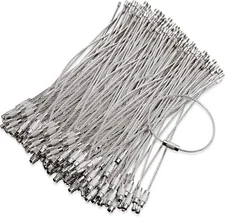 120pcs Stainless Steel Wire Keychains Cable Key Rings Loop Screw Lock Outdoor 6"