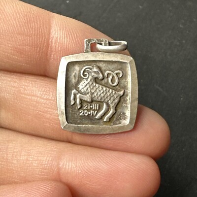Pendentif Argent 925 Art Nouveau - Breloque Zodiac - Ancien - Bijou Vintage