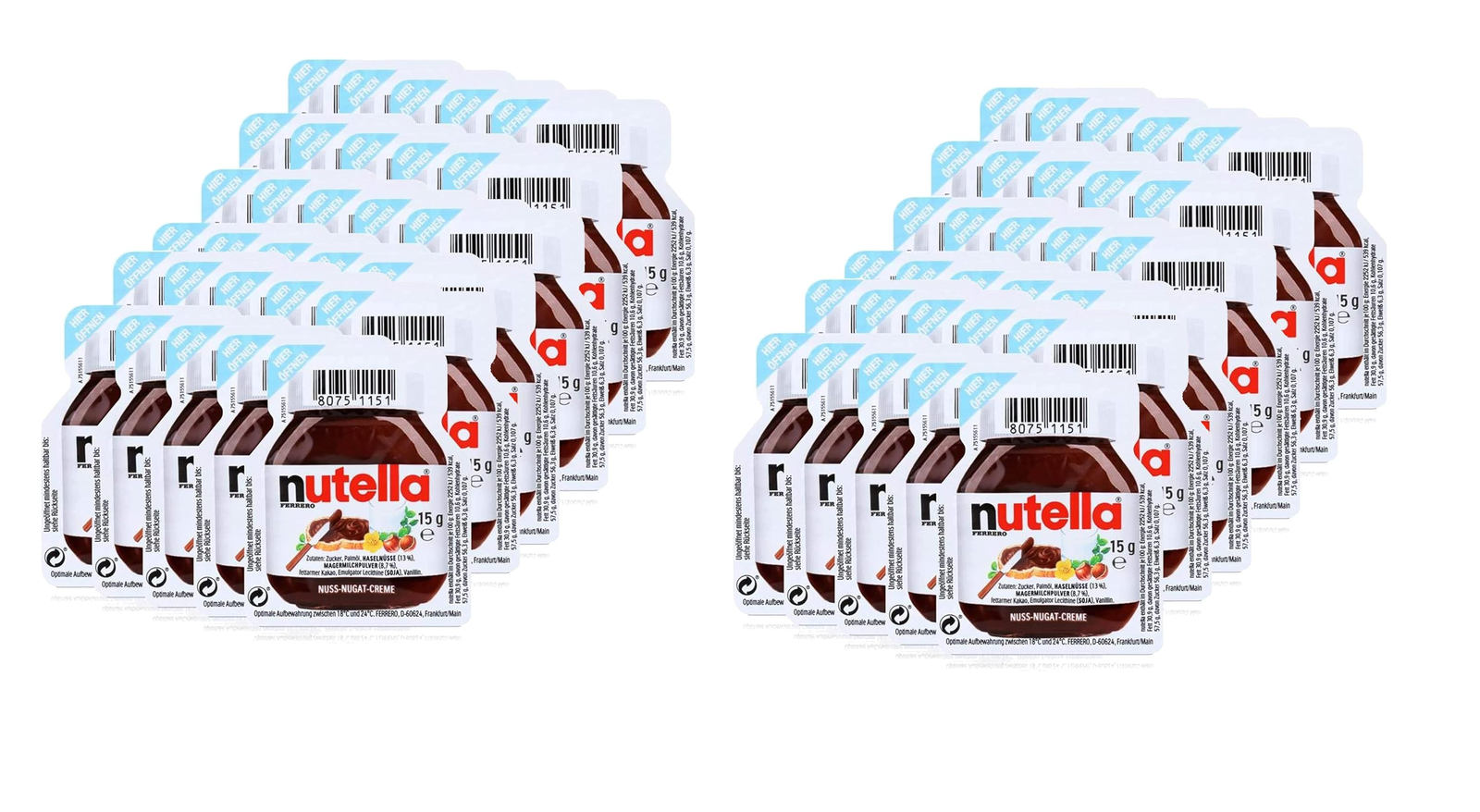 SET DI 60 PEZZI DI NUTELLA VASCHETTA DA 15 GR.