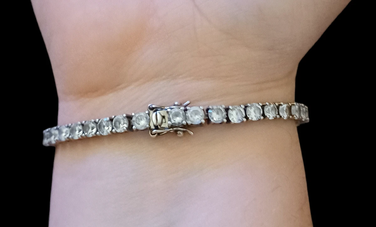 PAJ 925 Sterling Silver White CZ Crystal Tennis Bracelet 7.5