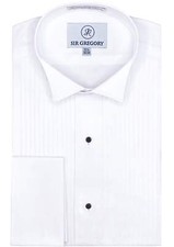 Sir Gregory Men's Regular Fit Wing Tux Shirt 100 Cotton French Cuff 1/4" Pleat