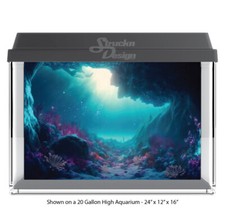 Underwater Rocky Cave Polyester Fish Tank Glass Backdrop Aquarium Background