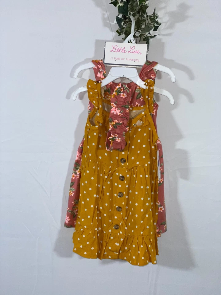 Niñas Little Lass 2 piezas. Juego de Solero con Diadema Floral/Lunares Talla 2T Foto 2 de 2