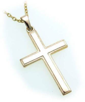 Pendentif Croix En Or 585 Avec Zirconia - Finition Partiellement Mat - Or Jaune Unisexe - Neuf Avec étiquettes