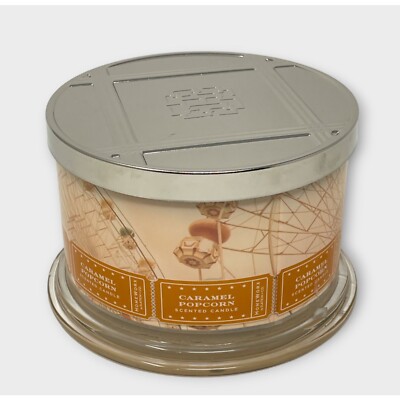 HomeWorx Slatkin CARAMEL POPCORN 4 wicks 18 oz candle praline cream boardwalk