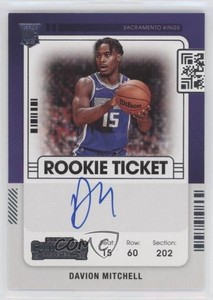 2021-22 Panini Contenders Rookie Ticket Davion Mitchell #109 Rookie Auto RC