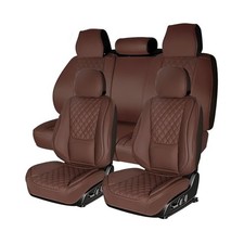 Car Seat Covers, Premium Nappa Leather Seat Covers for Car, Full Set Brown